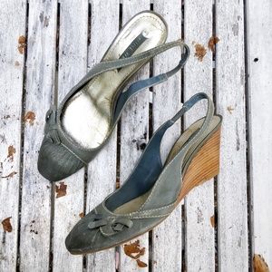 Pale blue slingback shoes